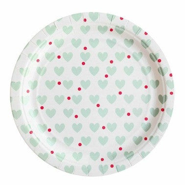 Aqua Heart Paper Plates