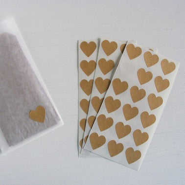 Kraft Mini Heart Stickers
