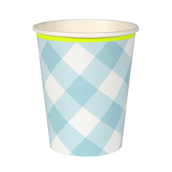 Blue Gingham Cups