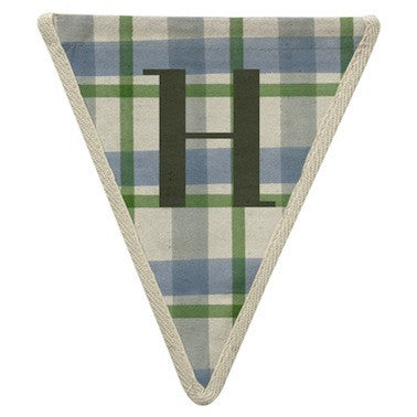 Letter H - plaid blue & green