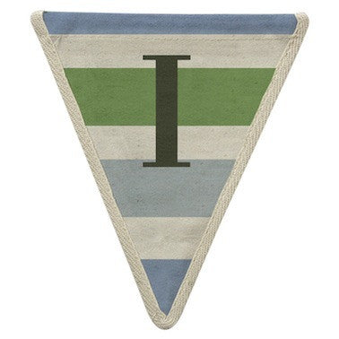 Letter I - horizontal striped blue & green