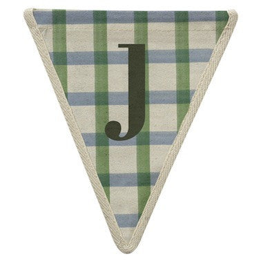 Letter J - plaid blue & green