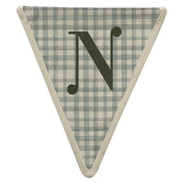 Letter N - gingham pattern blue