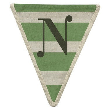 Letter N - horizontal stripe green