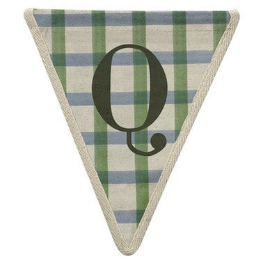 Letter Q - gingham blue & green