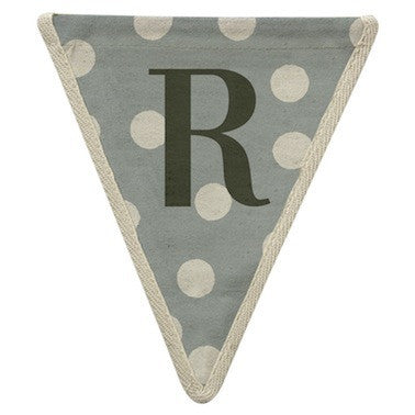 Letter R - polka dots blue