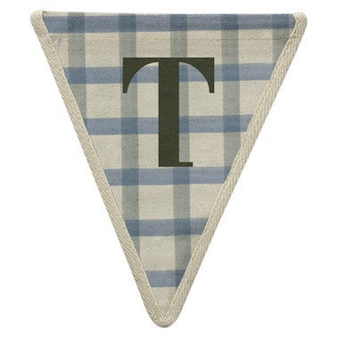 Letter T - gingham pattern blue