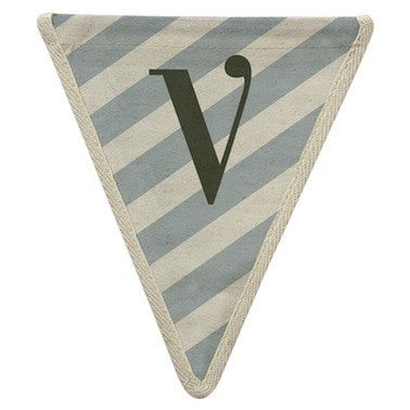 Letter V - diagonal stripe blue