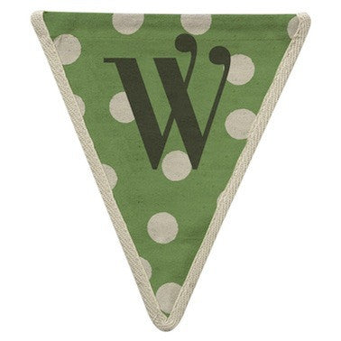 Letter W - polka dot green