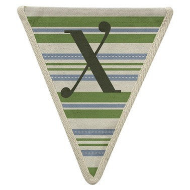 Letter X - horizontal stripe green & blue