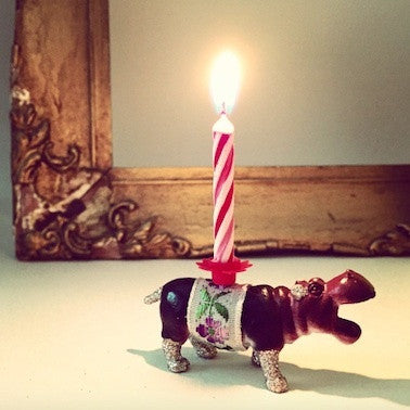 Hippo Glittery Candle Holder