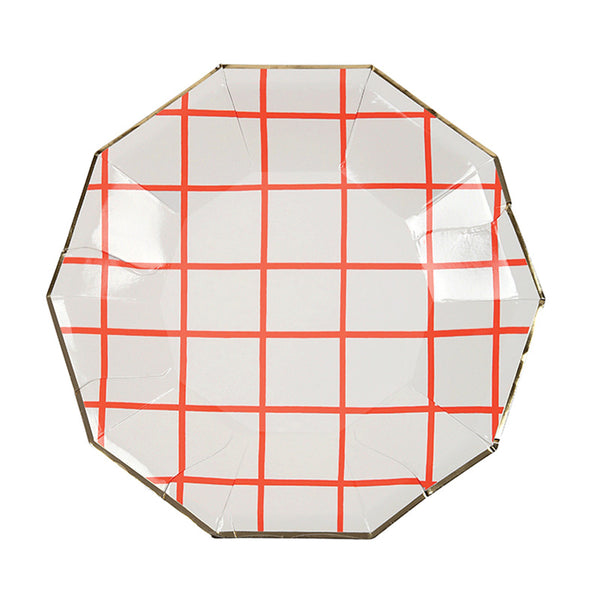 Coral Grid Dessert Plates