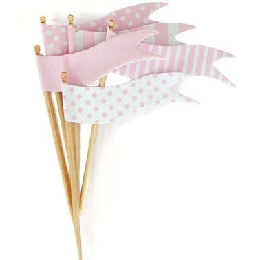 Marshmallow Pink Flags Toppers