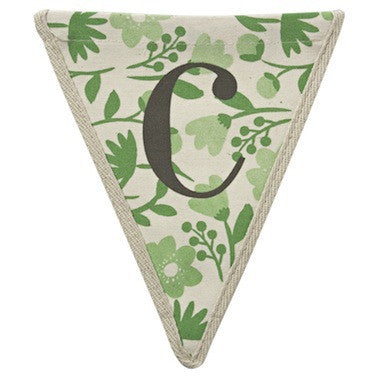 Letter C - floral pattern green