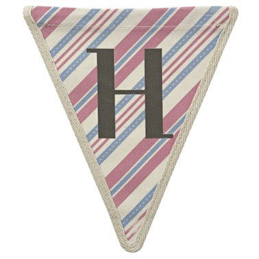 Letter H - diagonal stripe pink & blue