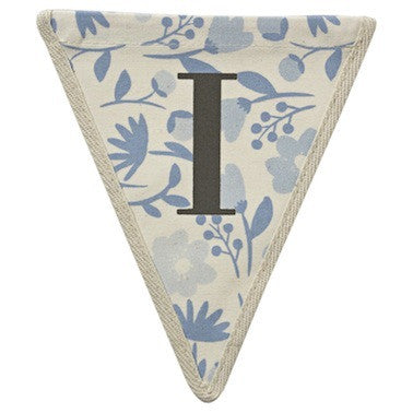 Letter I - floral pattern blue