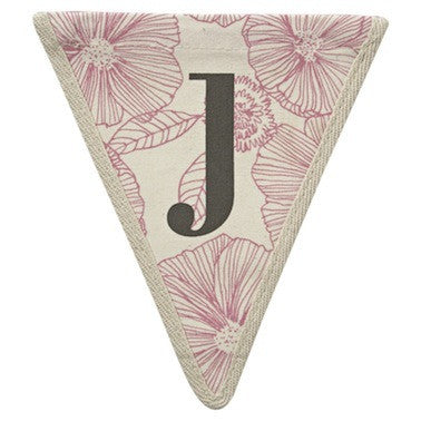 Letter J - floral pattern pink