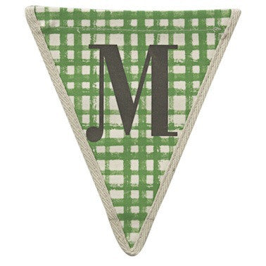 Letter M - gingham green