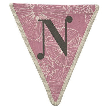 Letter N - floral pattern pink