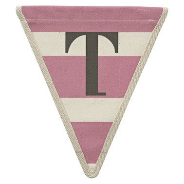 Letter T - horizontal stripe pink
