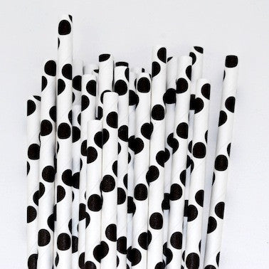 Paper Straws - Black Dots