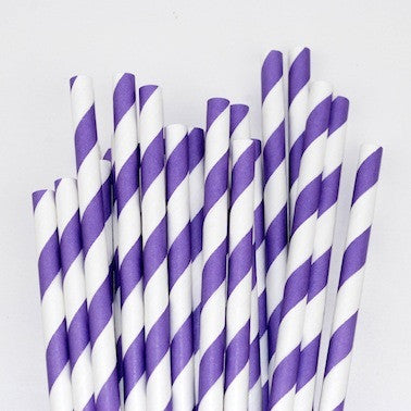 Paper Straws - Purple Stripes