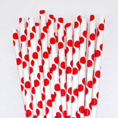 Paper Straws - Red Dots