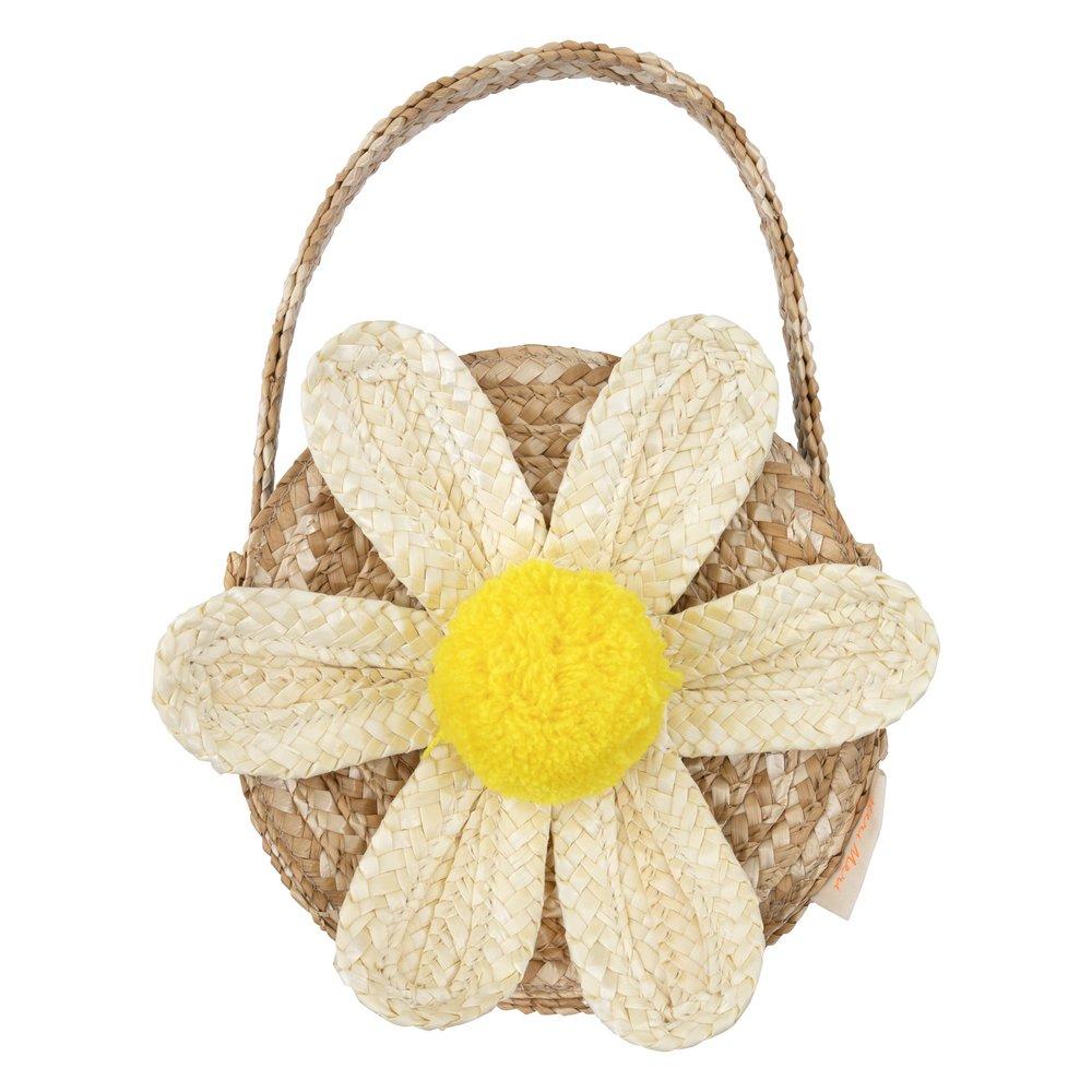 White Daisy Straw Bag