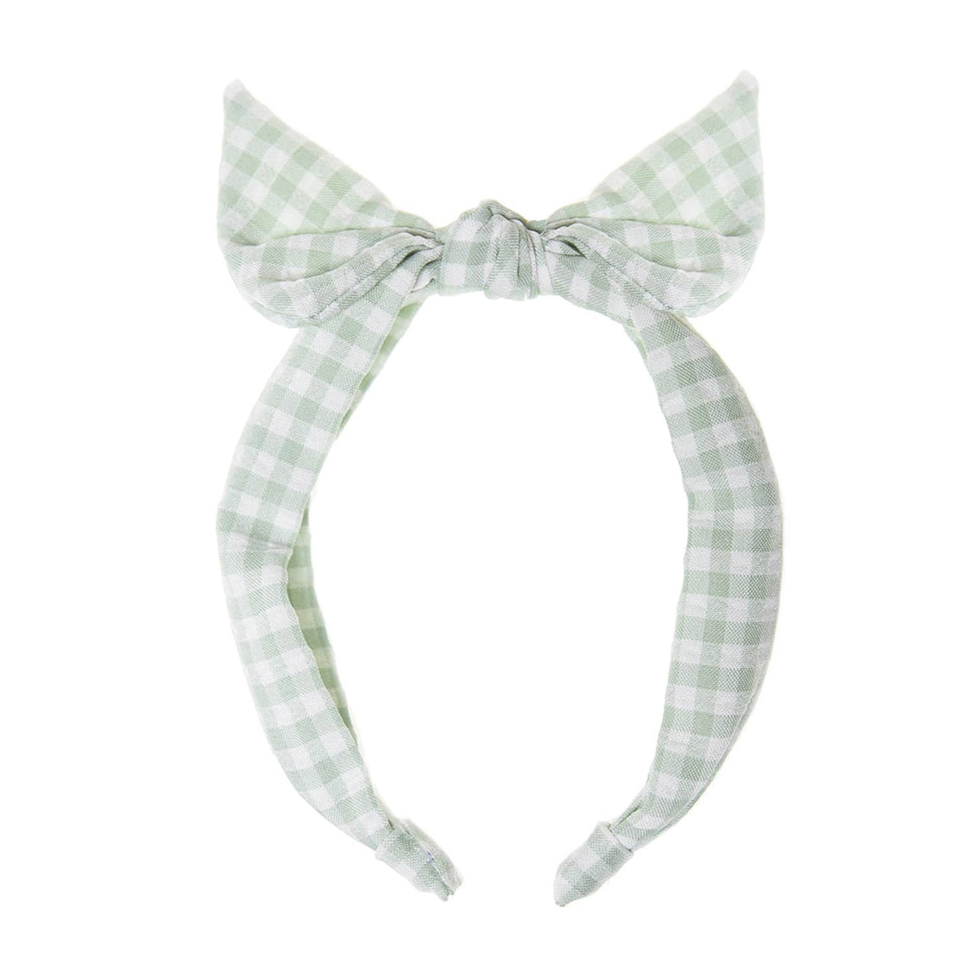 Sage Gingham Tie Headband