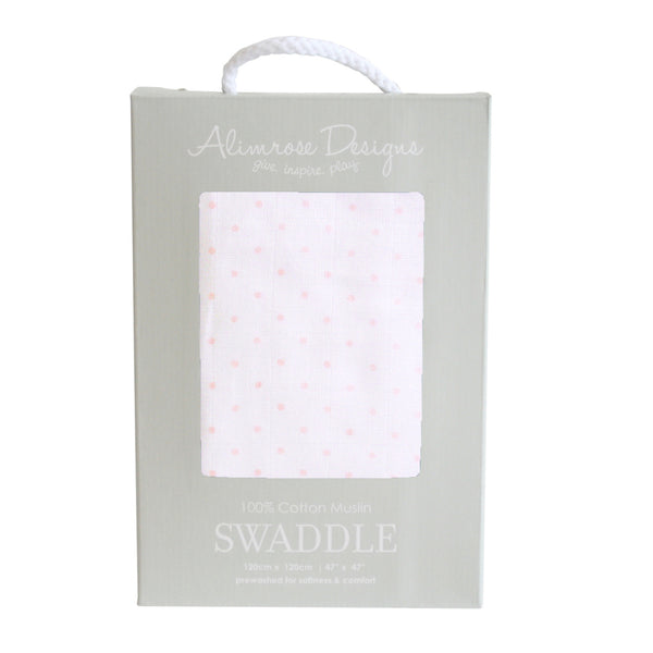 Pin Spot Pink Muslin Swaddle