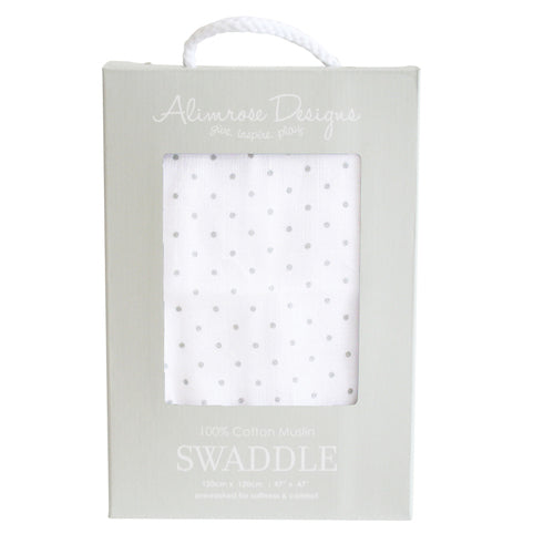 Pin Spot Grey Muslin Swaddle