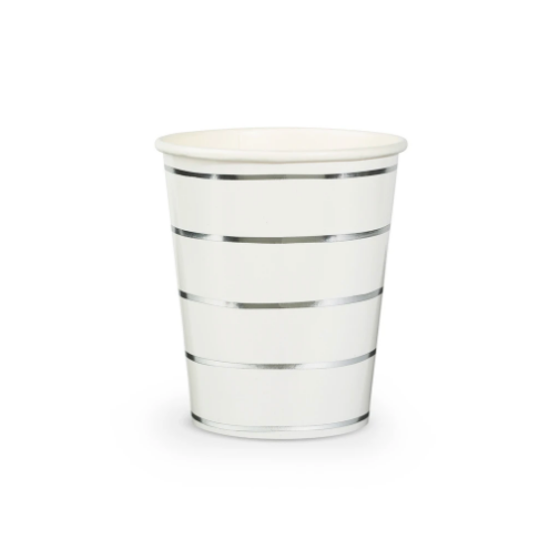 Frenchie Metallic Silver Stripe Cups