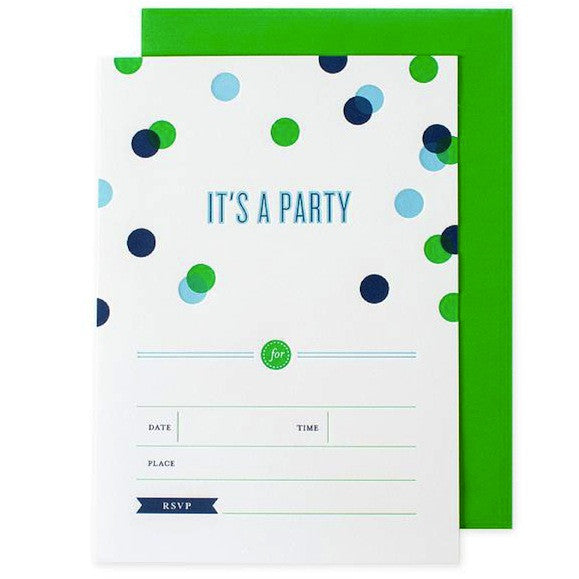 Confetti Invitations - Green