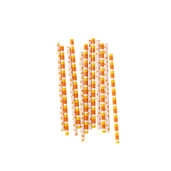 Pink Candy Corn and Stripes Reusable Straws