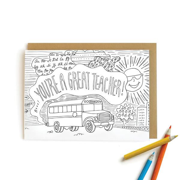 School Bus Teacher Card