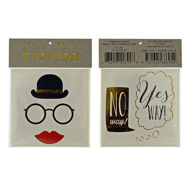 Hat, Glasses & Lips Tattoos