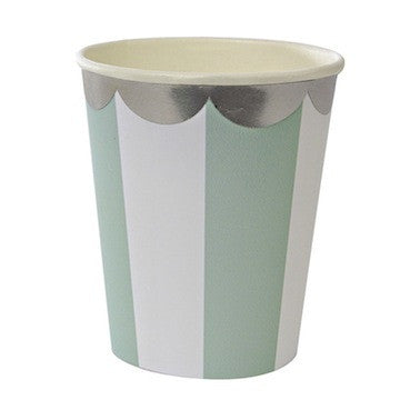 Mint Stripe Paper Cups