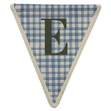 Letter E - plaid pattern blue