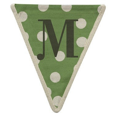 Letter M - polka dots green