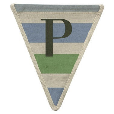 Letter P - horizontal stripe blue & green