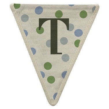Letter T - polka dots blue & green