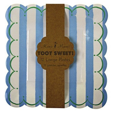 Toot Sweet Blue Stripe Large Paper Plates