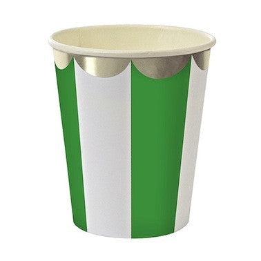 Green Stripe Paper Cups