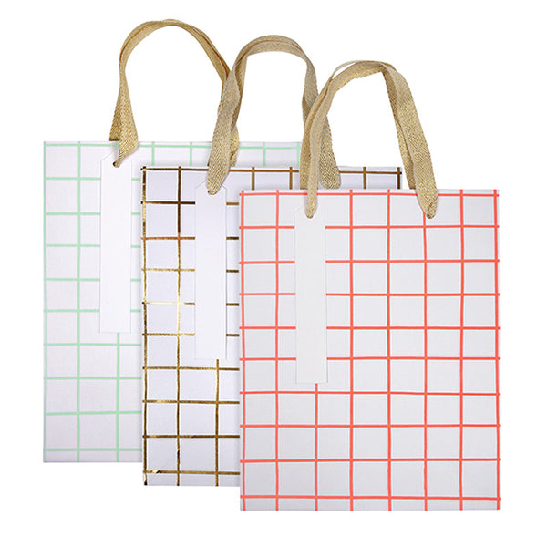 Grid Pattern Gift Bag Set
