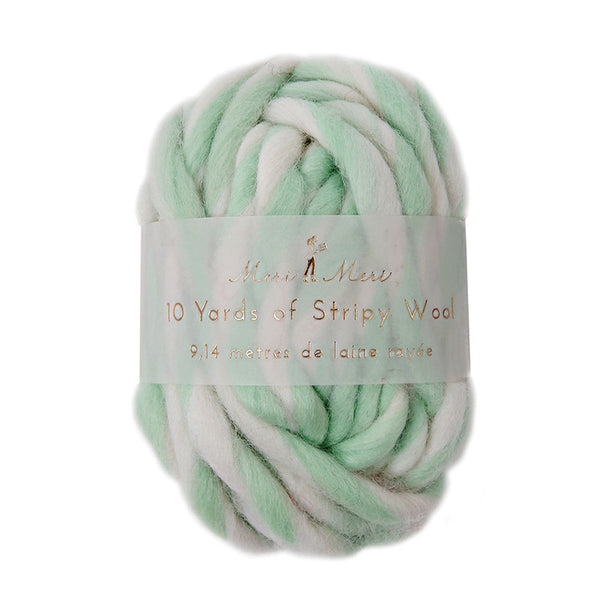 White and Mint Striped Wool
