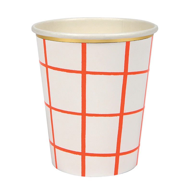 Coral Grid Paper Cups