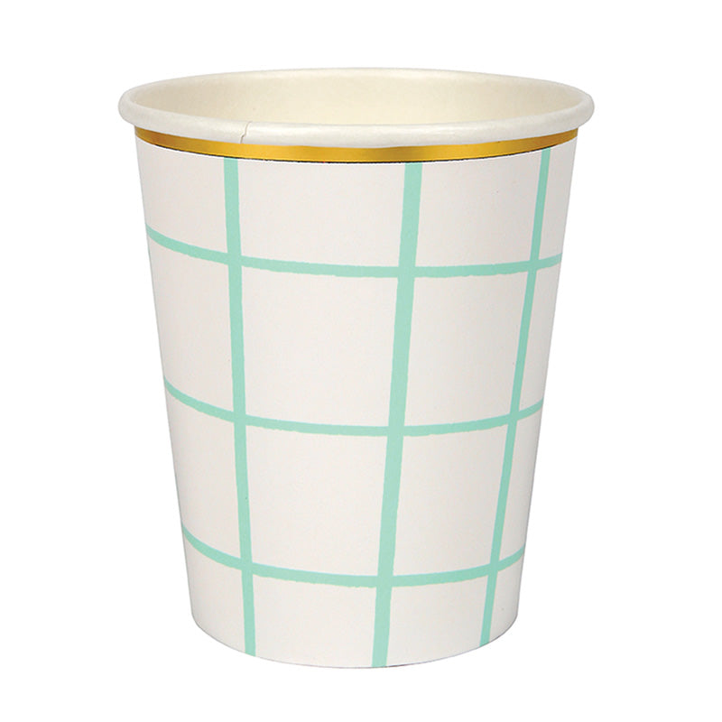 Mint Grid Paper Cups