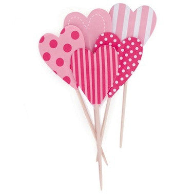 Pink Hearts Cupcake Toppers