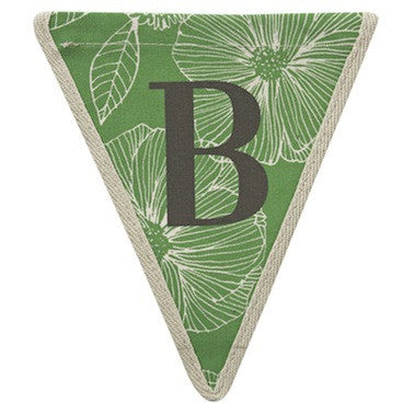 Letter B - floral pattern green
