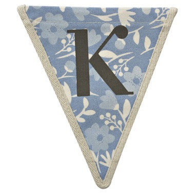 Letter K - floral pattern blue